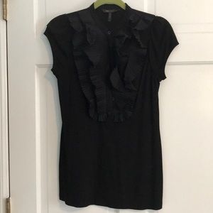 BCBG short sleeve button and ruffled shirt